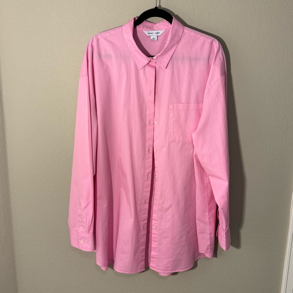 Barbie pink cotton button down shirt